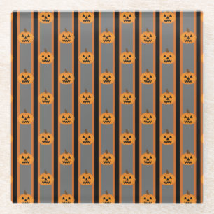 Fun and Fancy Halloween Pumpkins Glass Coaster