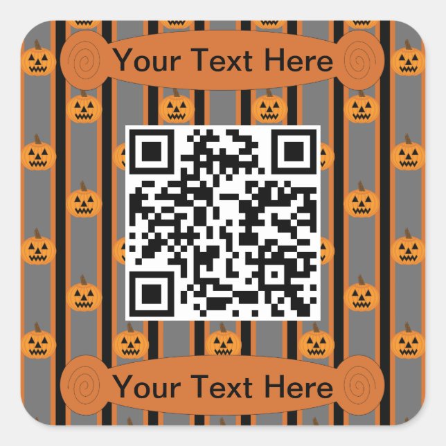 Fun and Fancy Halloween Pumpkins QR Code Square Sticker (Front)