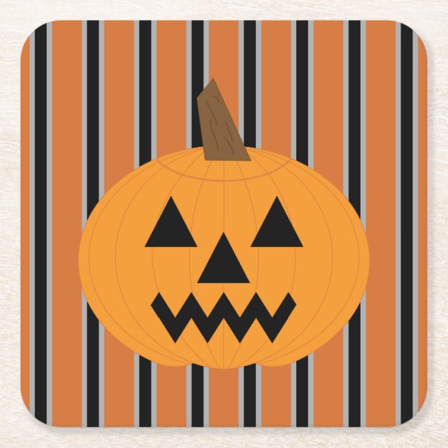 Fun and Fancy Halloween Pumpkins Square Paper Coaster (Front)