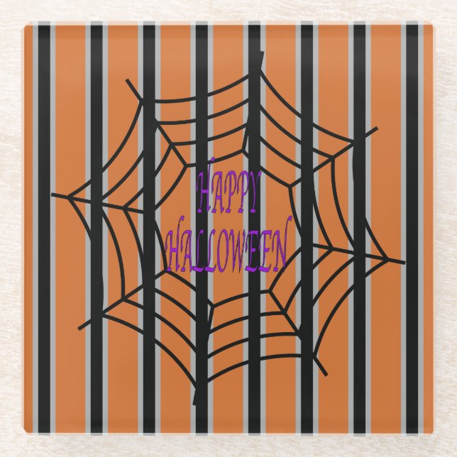 Fun and Fancy Halloween Spider Webs Glass Coaster (Front)