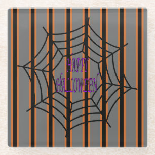 Fun and Fancy Halloween Spider Webs Glass Coaster