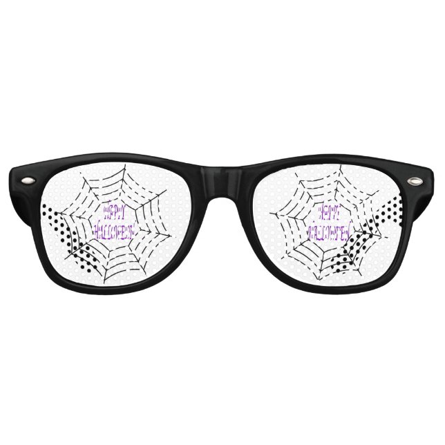 Fun and Fancy Halloween Spider Webs Retro Sunglasses (Front)