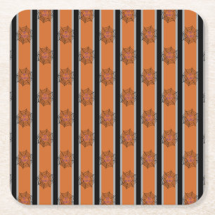 Fun and Fancy Halloween Spider Webs Square Paper Coaster