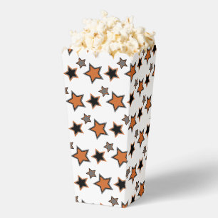 Fun and Fancy Orange Grey and Black Stars Popcorn Favour Box