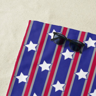 Fun and Fancy Patriotic Stars and Stripes Beach Towel