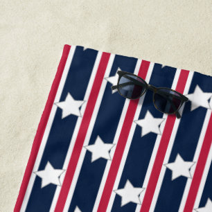 Fun and Fancy Patriotic Stars and Stripes Beach Towel
