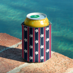 Fun and Fancy Patriotic Stars and Stripes Can Cooler