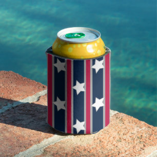 Fun and Fancy Patriotic Stars and Stripes Can Cooler