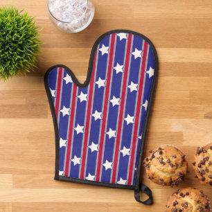 Fun and Fancy Patriotic Stars and Stripes Oven Mitt