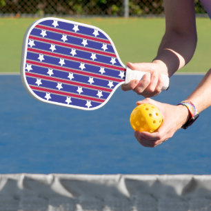 Fun and Fancy Patriotic Stars and Stripes Pickleball Paddle
