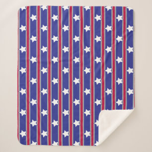Fun and Fancy Patriotic Stars and Stripes Sherpa Blanket