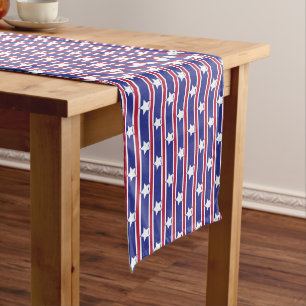 Fun and Fancy Patriotic Stars and Stripes Short Table Runner