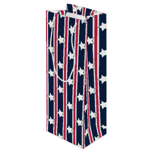 Fun and Fancy Patriotic Stars and Stripes Wine Gift Bag