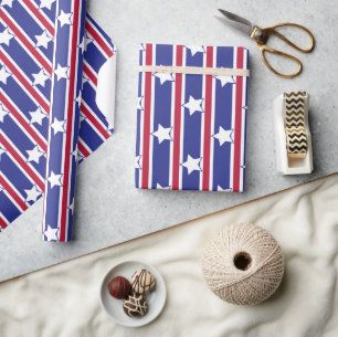 Fun and Fancy Patriotic Stars and Stripes Wrapping Paper