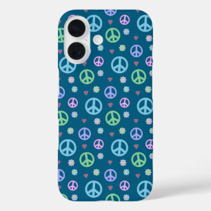 Fun and Fancy Peace Sign, Flowers & Hearts iPhone 16 Case