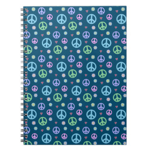 Fun and Fancy Peace Sign, Flowers & Hearts Notebook