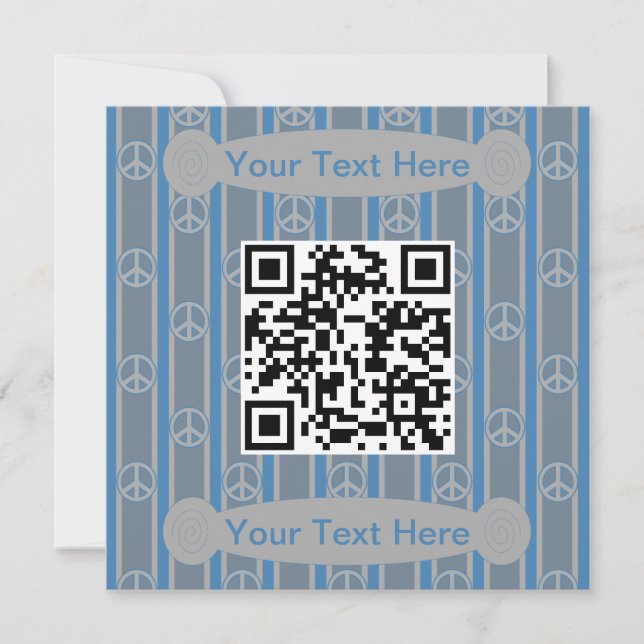 Fun and Fancy Peace Sign QR Code Invitation (Front)