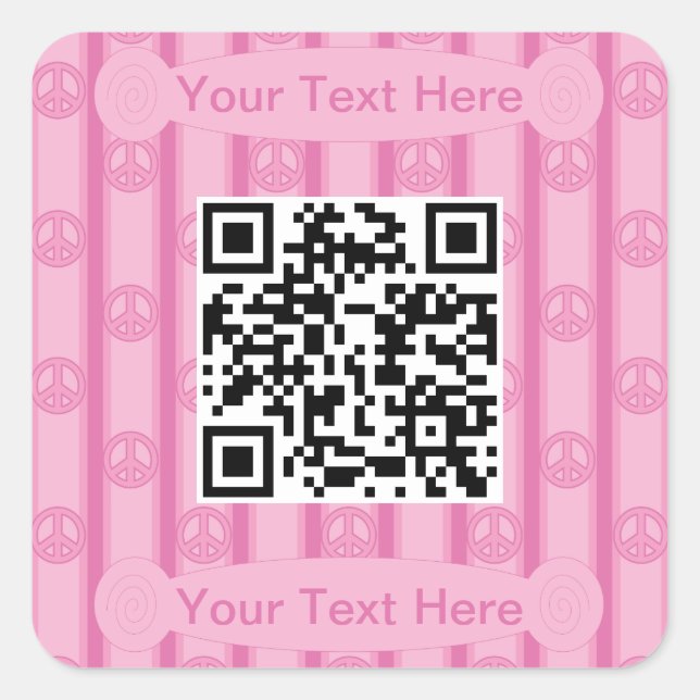 Fun and Fancy Peace Sign QR Code Square Sticker (Front)