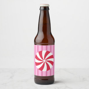 Fun and Fancy Pink Christmas Peppermint Candy Beer Bottle Label