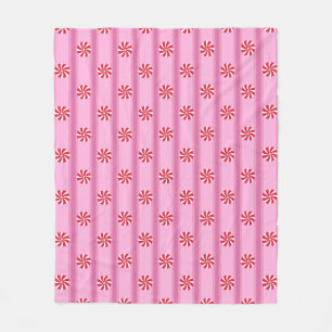 Fun and Fancy Pink Christmas Peppermint Candy Fleece Blanket