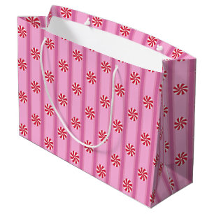 Fun and Fancy Pink Christmas Peppermint Candy Large Gift Bag