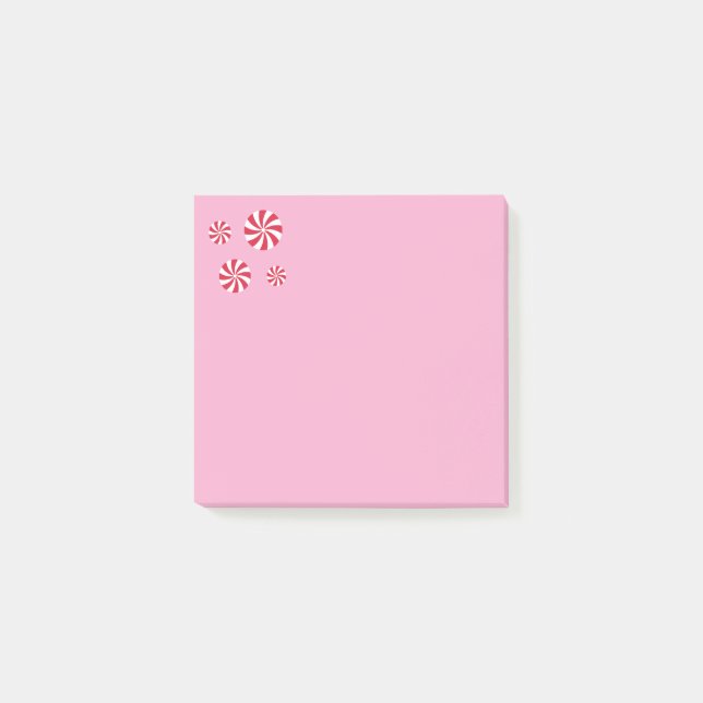 Fun and Fancy Pink Christmas Peppermint Candy Post-it Notes (Front)