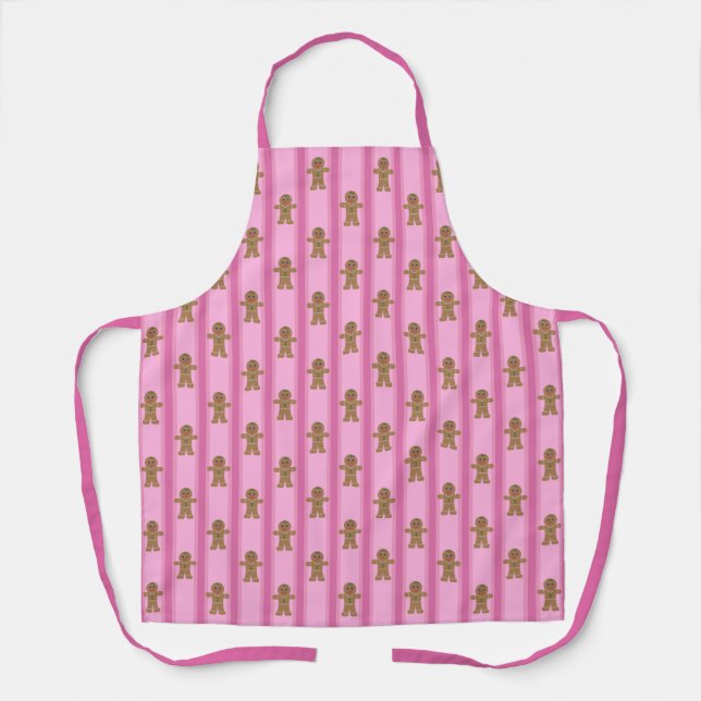 Fun and Fancy Pink Gingerbread Man Apron (Front)