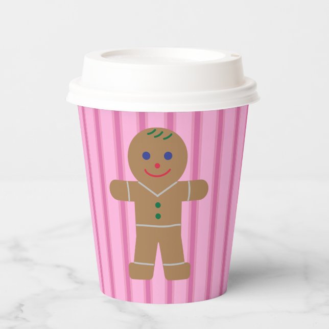 Fun and Fancy Pink Gingerbread Man Paper Cups (Front)