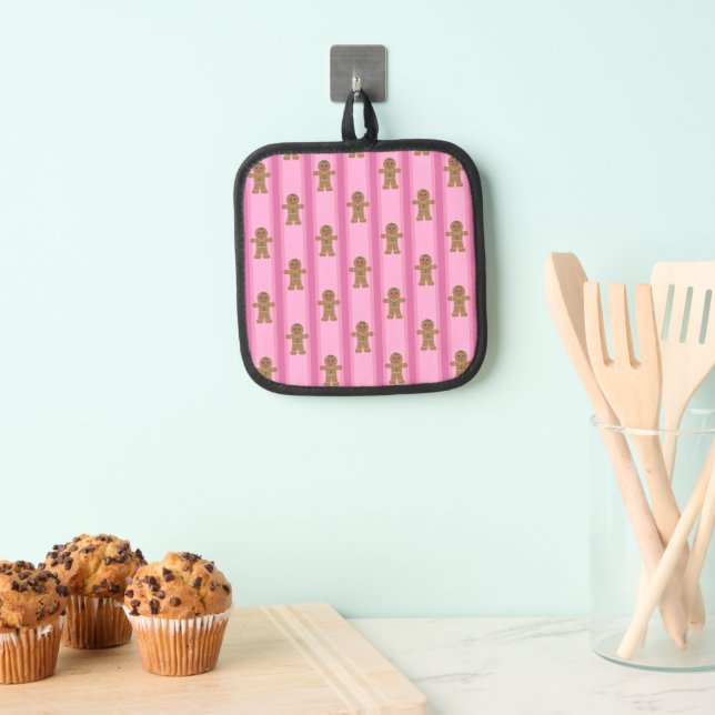 Fun and Fancy Pink Gingerbread Man Pot Holder (Insitu(Hanging))