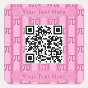Fun and Fancy Pink PII 3.142 QR Code Square Sticker