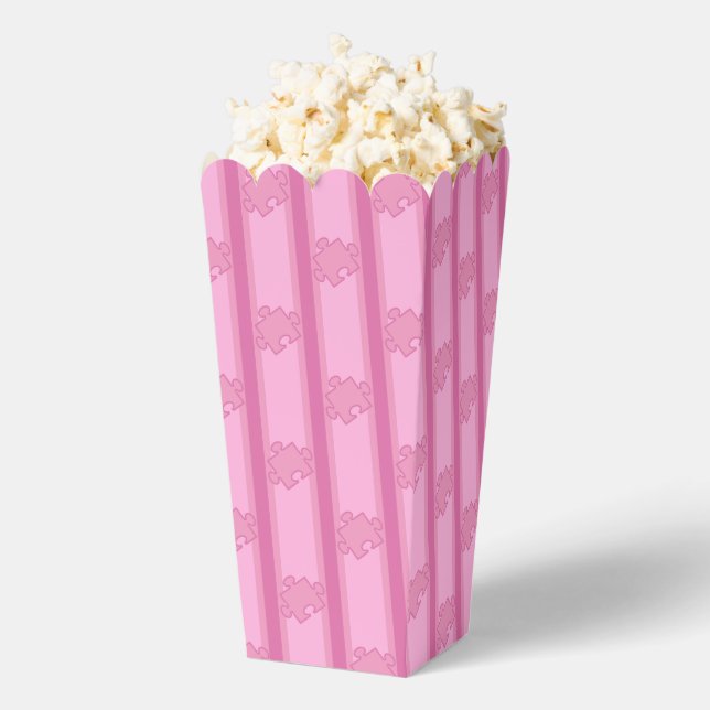 Fun and Fancy Pink Puzzle Piece Popcorn Favour Box (Popped)