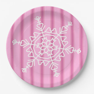 Fun and Fancy Pink Snowflake Paper Plate