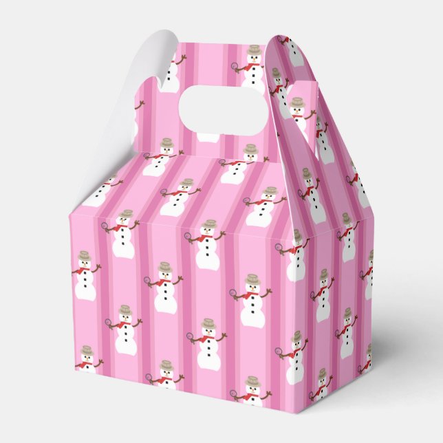 Fun and Fancy Pink Snowman Detective Favour Box (Front Side)