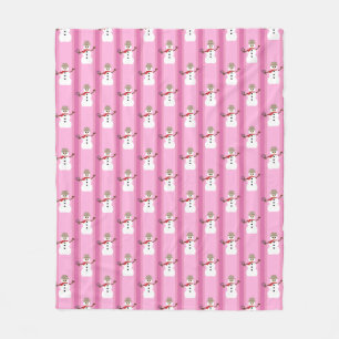 Fun and Fancy Pink Snowman Detective Fleece Blanket