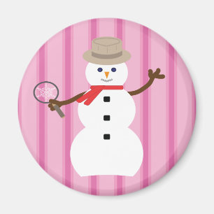 Fun and Fancy Pink Snowman Detective Magnet