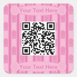 Fun and Fancy Popcorn QR Code Square Sticker