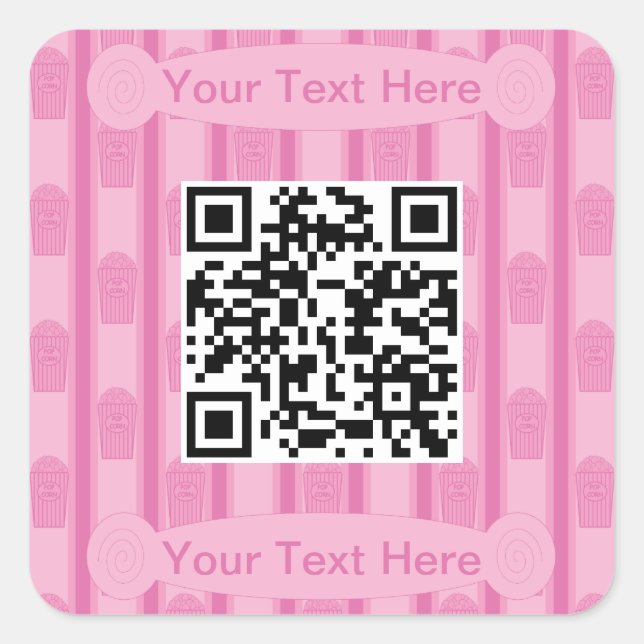 Fun and Fancy Popcorn QR Code Square Sticker (Front)