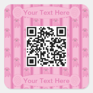 Fun and Fancy Puppy QR Code Square Sticker