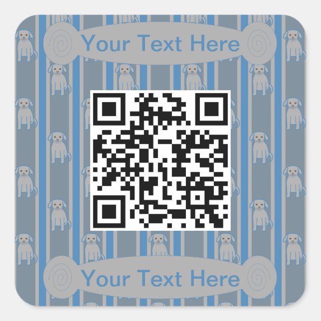Fun and Fancy Puppy QR Code Square Sticker (Front)