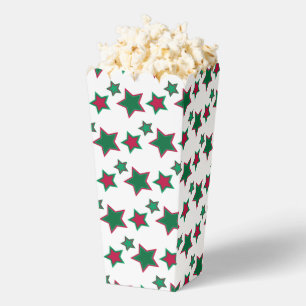 Fun and Fancy Red and Green Stars Popcorn Favour Box
