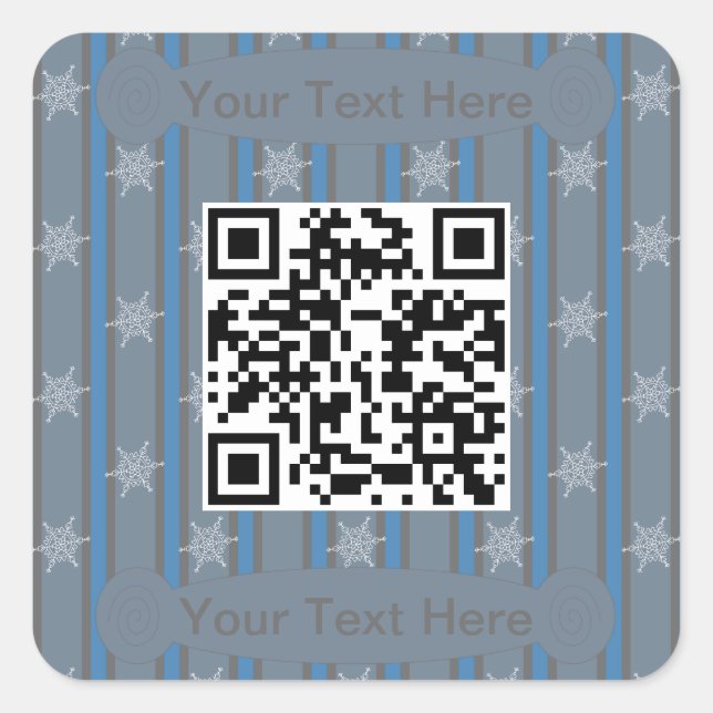 Fun and Fancy Snowflake QR Code Square Sticker (Front)