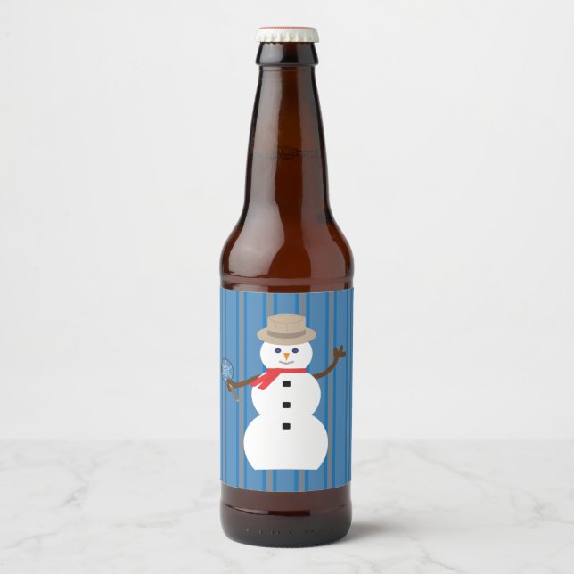 Fun and Fancy Snowman Detective Beer Bottle Label (Front)