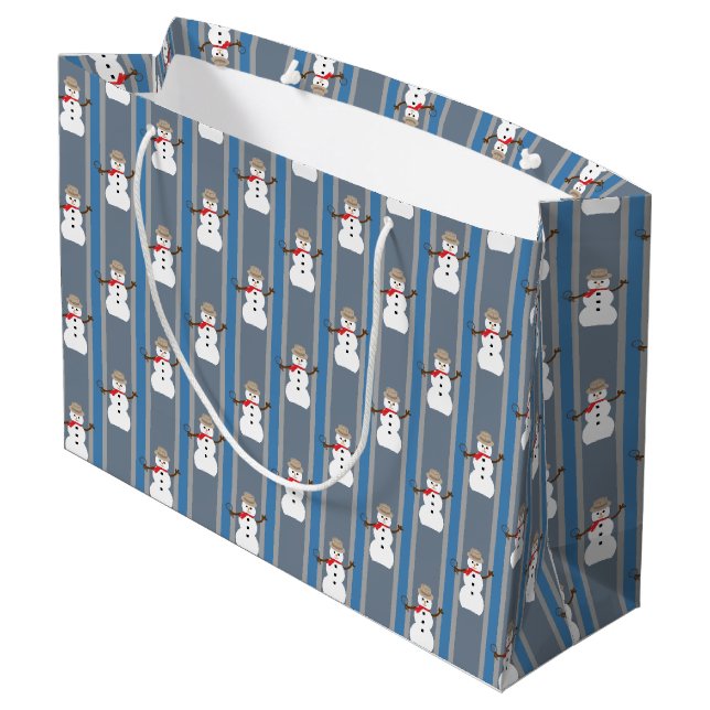Fun and Fancy Snowman Detective Large Gift Bag (Back Angled)