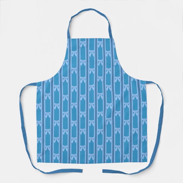 Fun and Fancy Striped Blue Bow Apron (Front)
