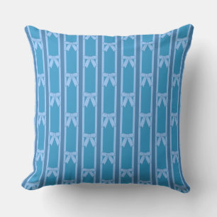 Fun and Fancy Striped Blue Bow Pillow