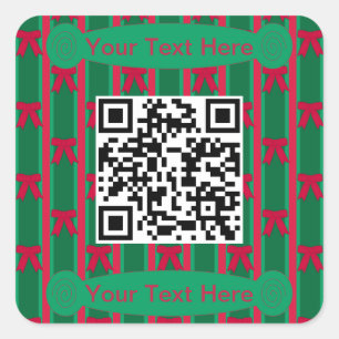 Fun and Fancy Striped Christmas Bow Pillow Square Sticker