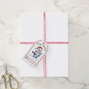 Fun and festive Christmas tag featuring a snowman