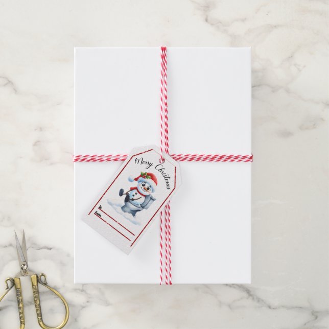 Fun and festive Christmas tag featuring a snowman (With Twine)