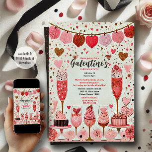 Fun and Festive Dessert Galentine's Day Party  Invitation