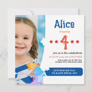 Fun and Festive Dinosaur Birthday Invitation for